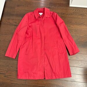 Talbots Bright Red Single-Breasted Trench Coat